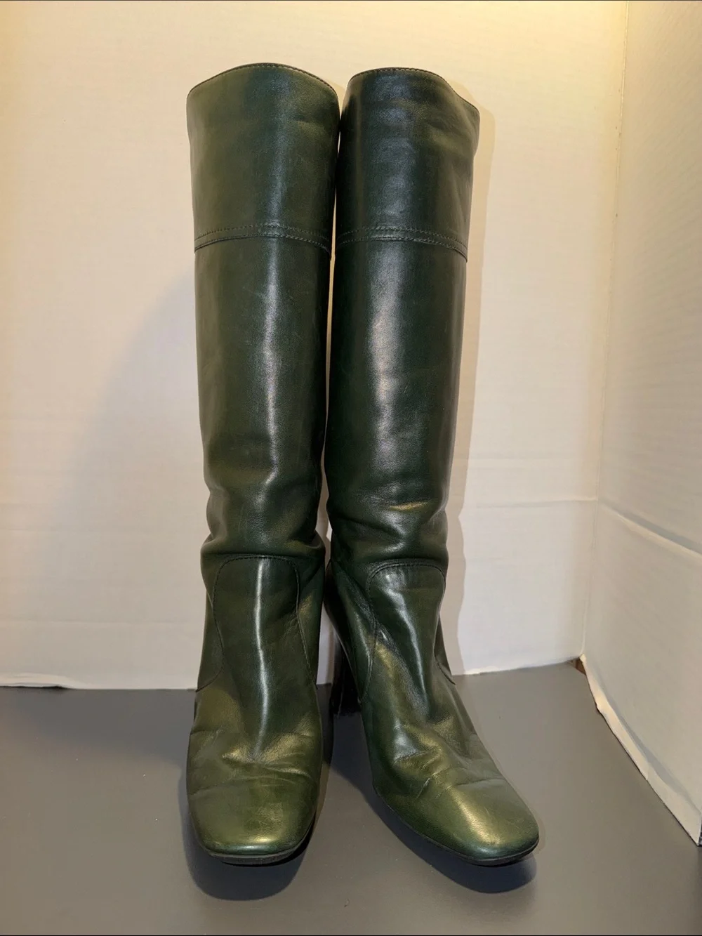 Tod's Forest Green Leather Over-the-Knee Boots